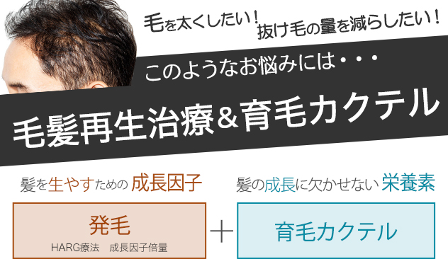 このようなお悩みには・・・毛髪再生治療＆育毛カクテル